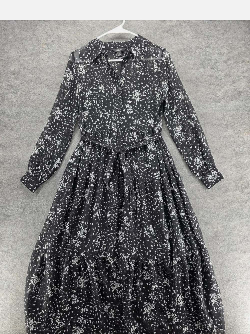 Simply Vera Vera Wang Black and White Printed Long-Sleeve Shirt Dress Size 4X
